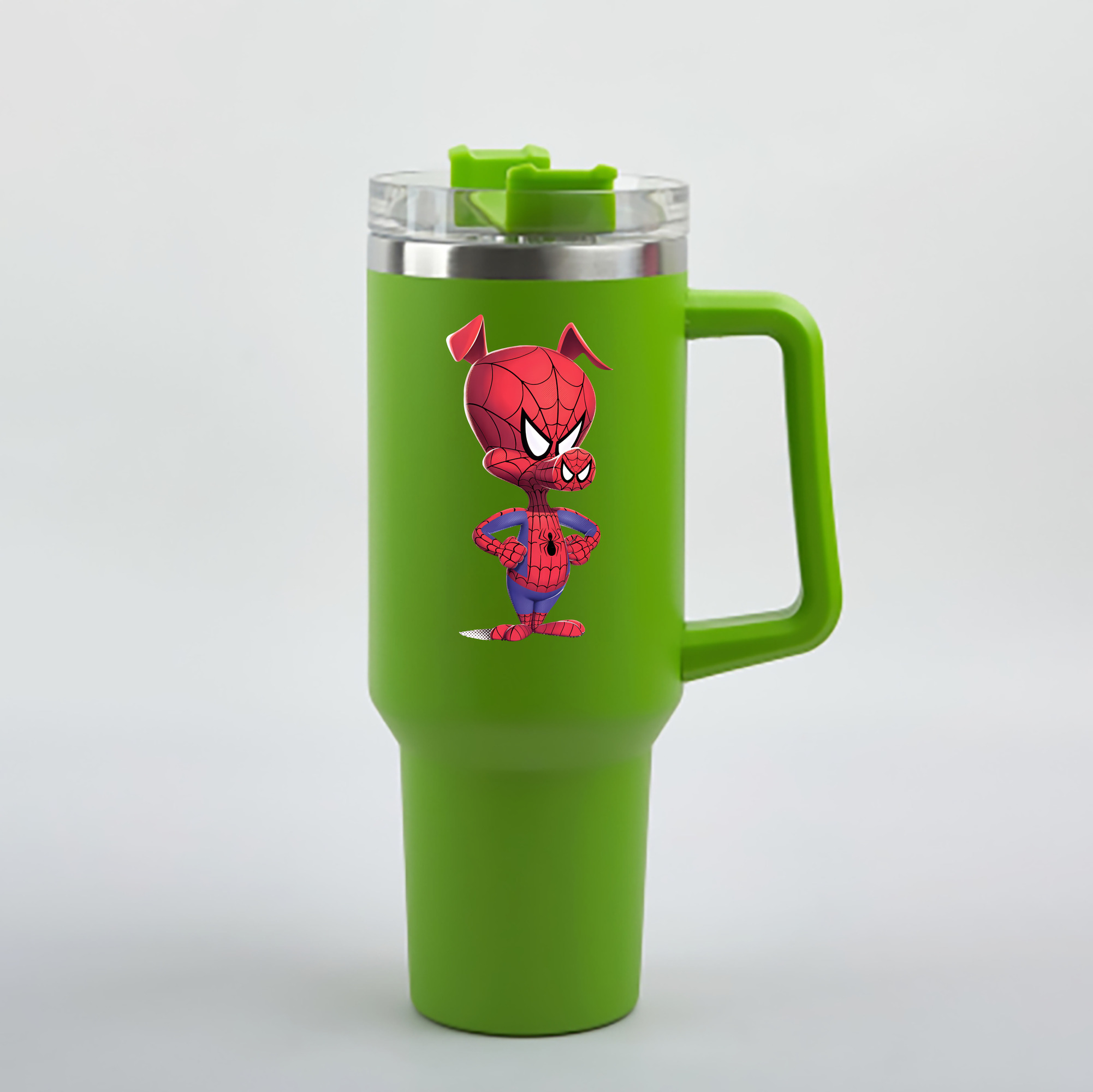 （画像用） Spider Man スパイダーマン 1200mL車用タンブラー - クリスタルステッカー（プラスチックストロー付き）